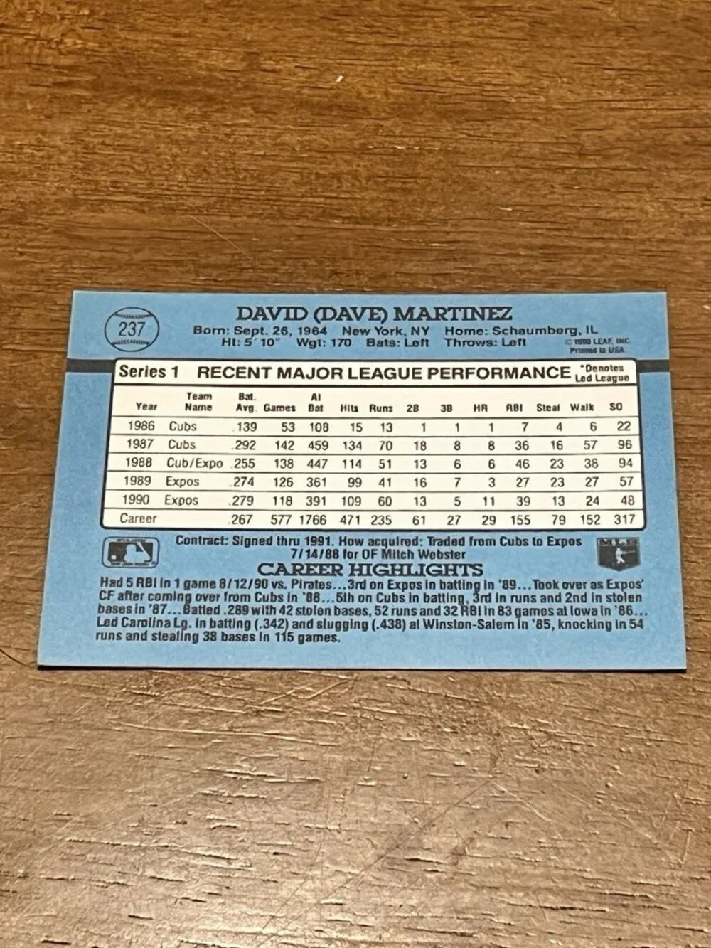 1991 Donruss - Dave Martinez #237